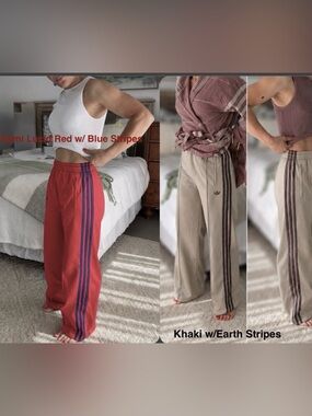 adidas Classic Firebird Women’s Loose Track Pants Khaki or Semi Lucid Red